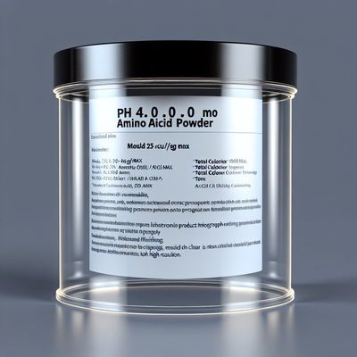 pH 4,0-6,0 Aminozuurpoeder met schimmel 25 CFU/g Max Totaal Colonier 1000 CFU/g Max