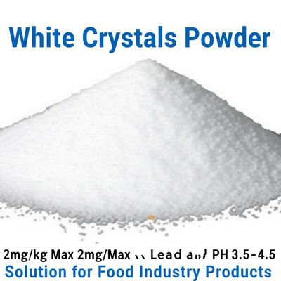 Witte kristallen poederzuurregulator 2 mg/kg Max Lood en pH 3,5-4,5 Oplossing voor levensmiddelenproducten